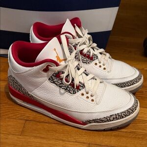 Nike Air Jordan 3 White with Red and Grey Elephant Print